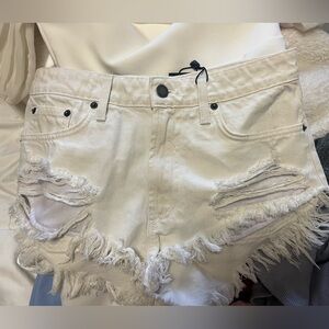 White jean shorts